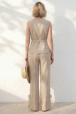 Costume femme long à col en V à col en V long avec ceinture