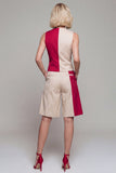 ColorBlock Combinaison femme à col V en 2 pièces claire kaki