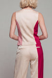 Costumes femmes Khaki clair sans manches en 2 pièces ColorBlock