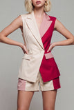 Costumes femme kaki clair à revers pointu à deux pièces