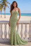 Corset de bal longue en dentelle sauge vert sirène Sweetheart
