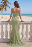 Corset de bal longue en dentelle sauge vert sirène Sweetheart
