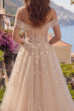 Corset de bal long corset décollé en A en Champagne avec des appliques