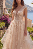 Robe de bal longue de bal Champagne A-Line A-Line Sans Volants