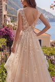 Robe de bal longue de bal Champagne A-Line A-Line Sans Volants