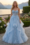 Robe longue de bal de promo en corset A-Line A-Line applique, avec des perles