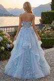 Robe longue de bal de promo en corset A-Line A-Line applique, avec des perles