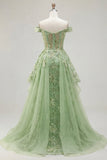 Corset vert pince à épaules dénudées, corset fleuri fleuri avec volants