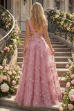 Robe longue de bal en taro en vr, décolleté en V ornée de perles, avec des fleurs 3D