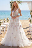 Robe de mariée longue en sequins blancs avec fleurs 3D