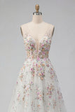 Robe de mariée longue en sequins blancs avec fleurs 3D
