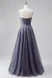 Robe de bal longue de bal Céleste Minuit Enchanteresse Ligne A Étoilée avec nœud