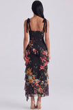 Robe d'invitée de mariage midi ivoire fourreau bustier floral avec fente