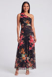 Robe Maxi à fleurs ivoire à une épaule A Line