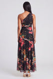 Robe Maxi à fleurs ivoire à une épaule A Line