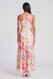 Robe Maxi à fleurs ivoire à une épaule A Line
