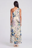 Robe Maxi à fleurs ivoire à une épaule A Line