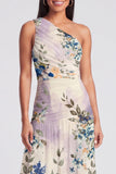 Robe Maxi à fleurs ivoire à une épaule A Line