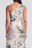 Robe Maxi à fleurs ivoire à une épaule A Line