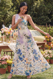 Robe Maxi à fleurs ivoire à une épaule A Line