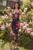 Robe à fleurs Maxi Bloomer Champagne Halter Halter Sheath