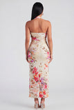 Robe à fleurs Maxi Bloomer Champagne Halter Halter Sheath