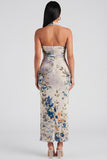 Robe à fleurs Maxi Bloomer Champagne Halter Halter Sheath