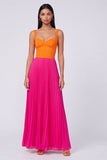Robe maskini plissée orange et fuchsia A-line