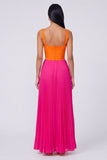 Robe maskini plissée orange et fuchsia A-line