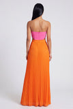 Robe Maxi plissée rose et orange A-Line Sweetheart