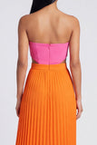 Robe Maxi plissée rose et orange A-Line Sweetheart
