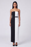 Robe Maxi bodycon noire et blanche aux épaules dénudées