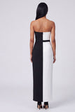 Robe Maxi bodycon noire et blanche aux épaules dénudées