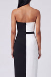 Robe Maxi bodycon noire et blanche aux épaules dénudées