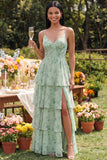Robe Maxi à étages Dusty Sage Floral A Line