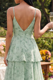 Robe Maxi à étages Dusty Sage Floral A Line