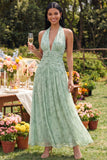Robe Maxi de ligne A en sauge poussiéreuse en sauge sans nuvel