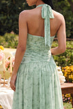 Robe Maxi de ligne A en sauge poussiéreuse en sauge sans nuvel