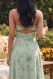 Robe Maxi Sage A à découpe bustier Dusty Sage A Line