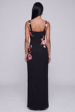 Robe formelle longue à col carré noir à col carré à fente
