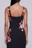 Robe formelle longue à col carré noir à col carré à fente