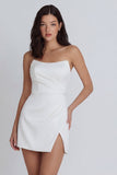 Mini-robe blanche Bodycon, moulante sans bretelles et fête,