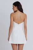 Mini-robe blanche Bodycon, moulante sans bretelles et fête,