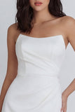 Mini-robe blanche Bodycon, moulante sans bretelles et fête,