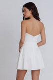 Mini-robe A-Line Sweetheart Ivory en satin froncé