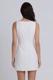 Mini-robe Ivoire Bodycon à col rond froncé