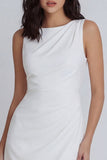 Mini-robe Ivoire Bodycon à col rond froncé