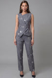 Costumes de travail deux pièces gris foncé à sequins à sequins