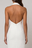 Robe de travail à revers à pointes blanches à double boutonnage à fourreau asymétrique