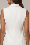 Robe de travail courte à revers châle blanc plissée A
